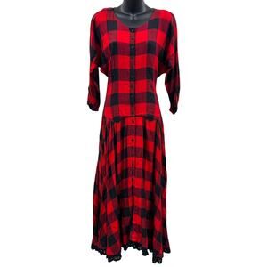 Vintage Moonglow Buffalo Plaid Maxi Dress